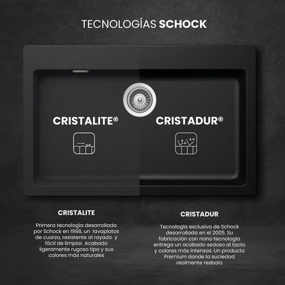 Lavaplatos Bajo/Sobre Cubierta Cuarzo Signus N 100 XL Schock6#Negro