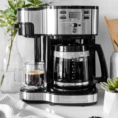Cafetera Programable 49980-CL Doble Función Espresso + Americana Hamilton Beach1#Negro