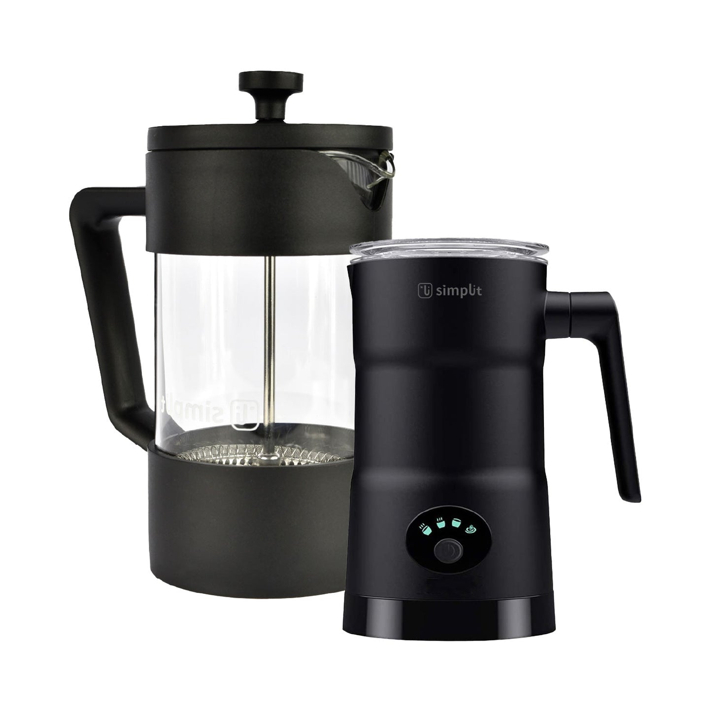 Pack Cafetera Francesa + Espumador 4 En 1 Simplit2#Negro