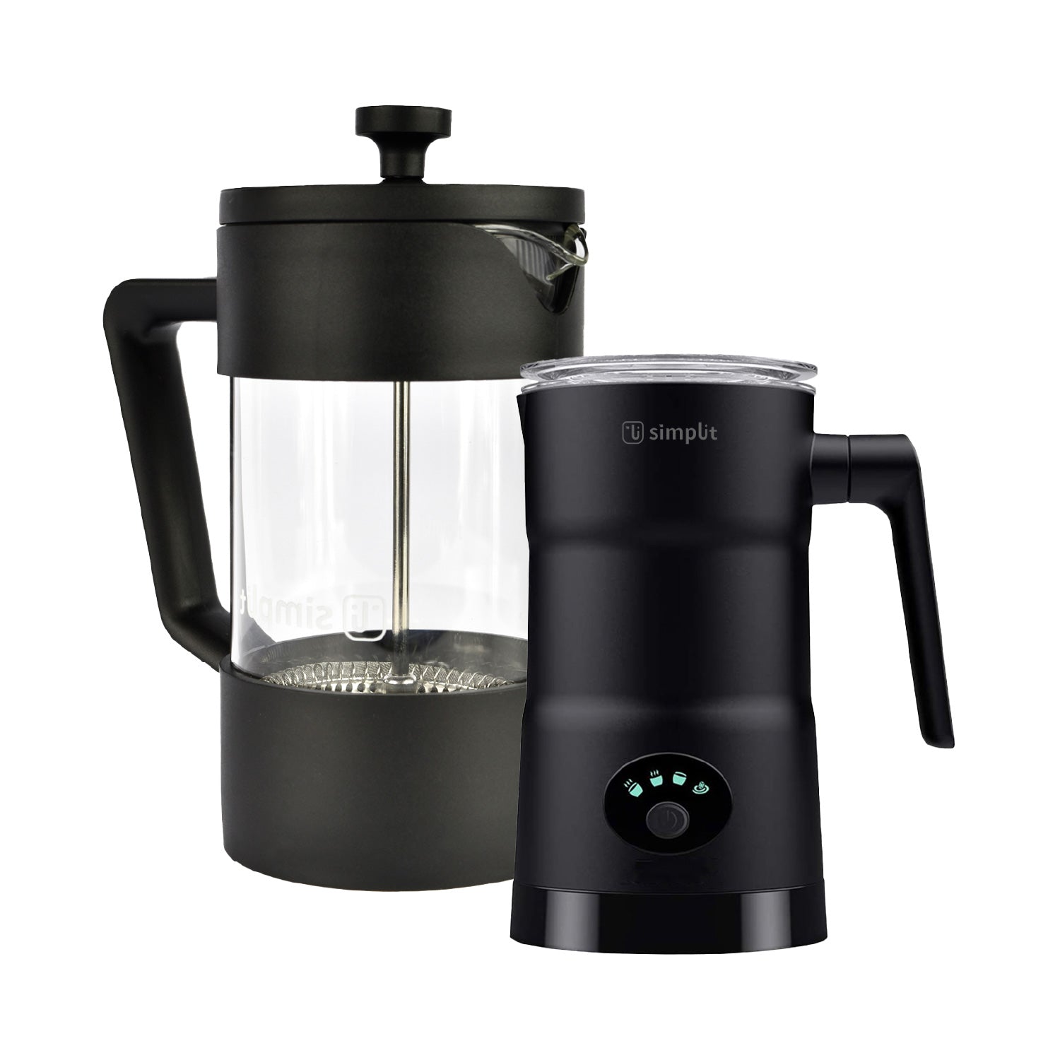 Pack Cafetera Francesa + Espumador 4 En 1 Simplit2#Negro