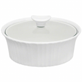 Fuente Circular Con Tapa Vidrio 1.4 Lts Corningware1#Blanco