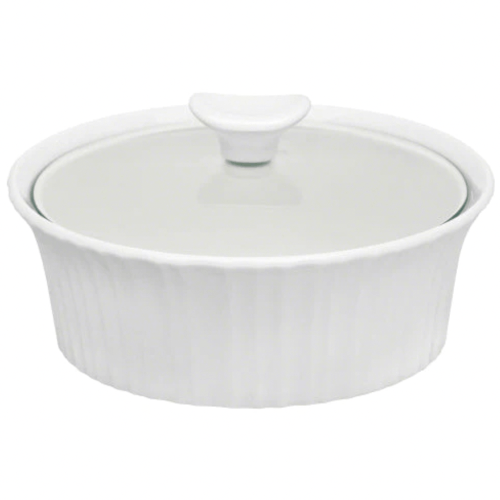 Fuente Circular Con Tapa Vidrio 1.4 Lts Corningware1#Blanco