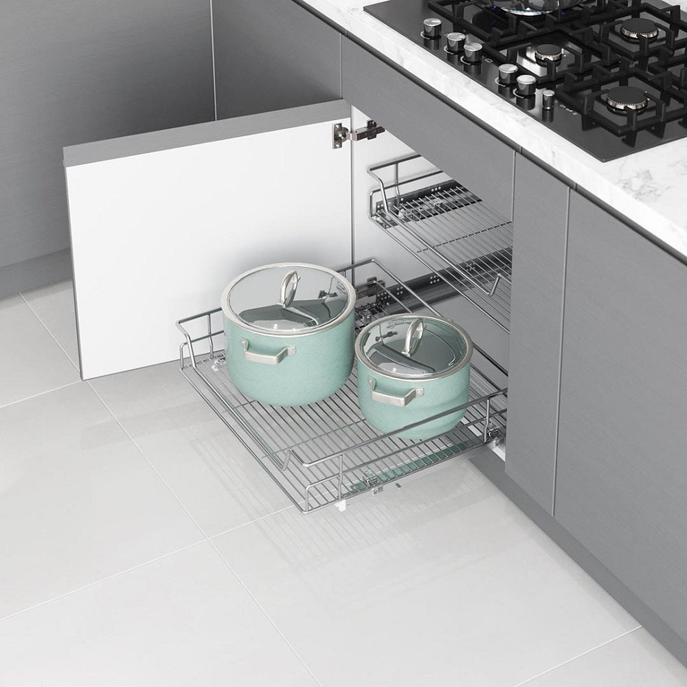 Cesta Extensible con Guia Tandem Grande Blum Cromo2#Gris