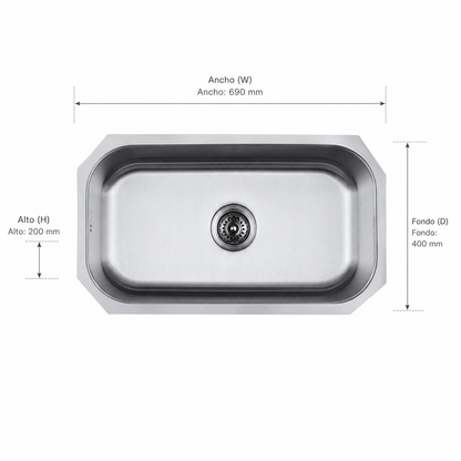Lavaplatos Bajo Cubierta Acero Inox Slim FDV