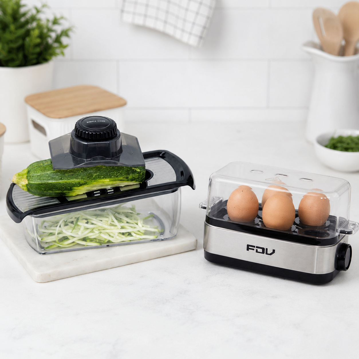 Mandolina 4 Cuchillas Simple Cook + Hervidor de Huevos Master Egg FDV