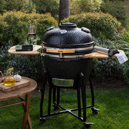 Parrilla Kamado FDV Tokio Black + Encendedor de carbón Charcoal + Termómetro Bluetooth para Carne Simple Cook