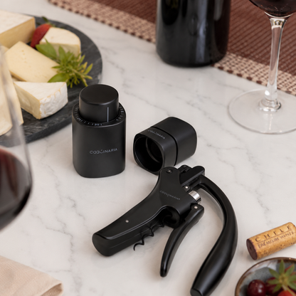 Kit Set Sellador de Vino y espumante al vacío Coquinaria + Descorchador de vinos Coquinaria