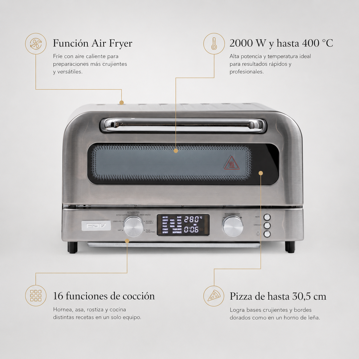 Horno De Pizza y Airfryer Toscano FDV