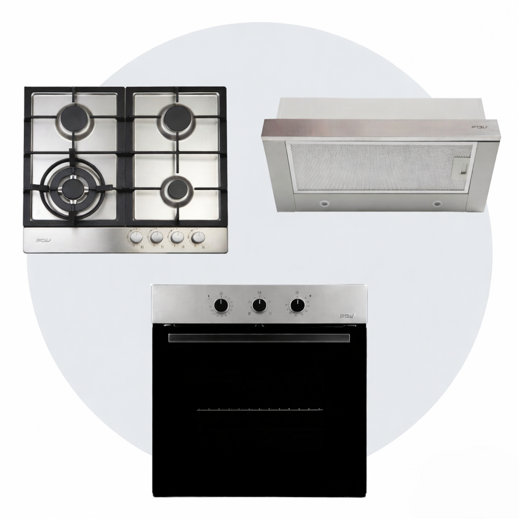 Kit Horno Design 57 Lts + Campana Easy Flow 60cm + Encimera Design 4Q Natural FDV