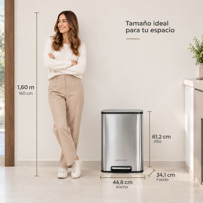 Basurero Con Pedal Mate y Acabado Anti Huellas 50 Lts Simple Cook