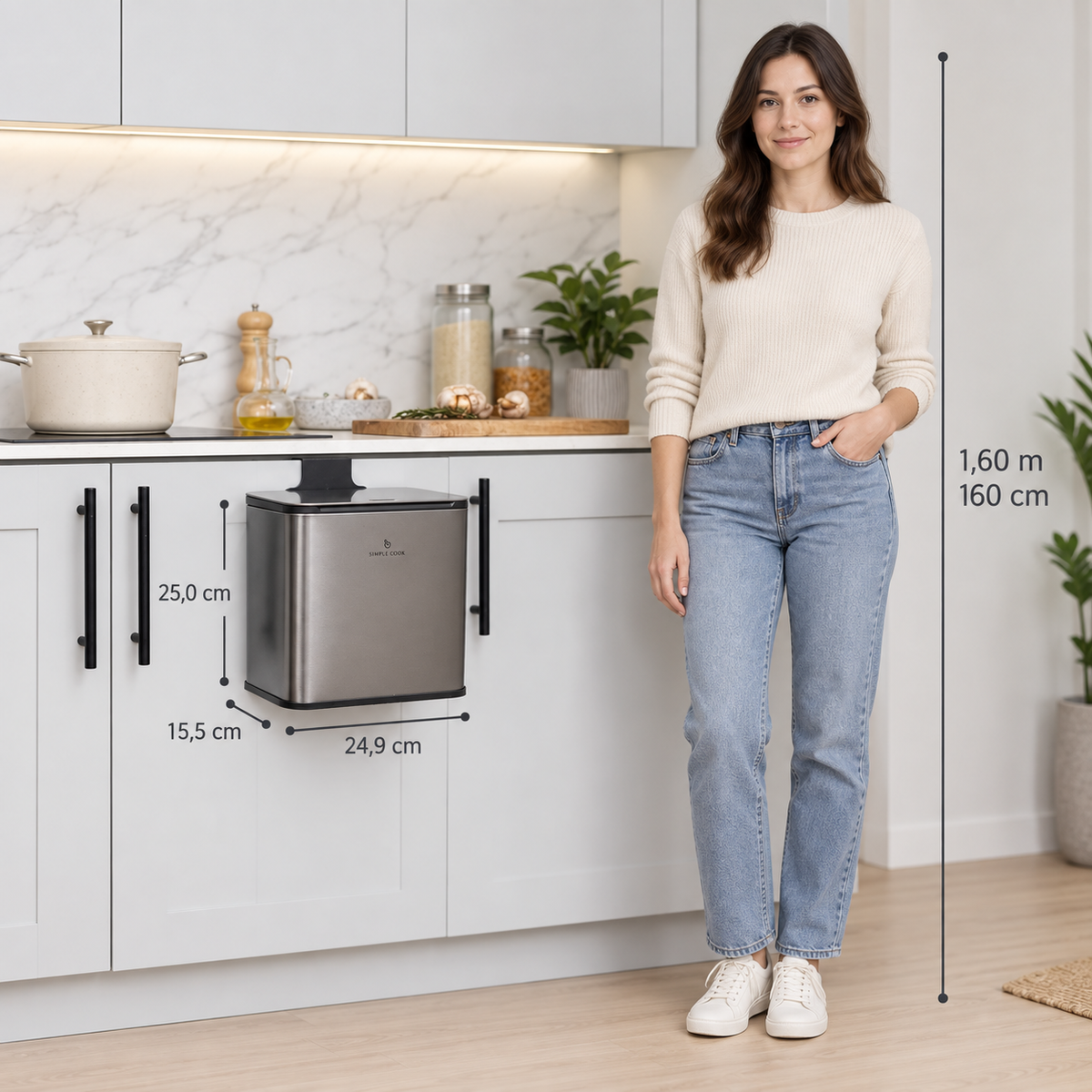 Basurero Antihuellas 5 Lts Simple Cook