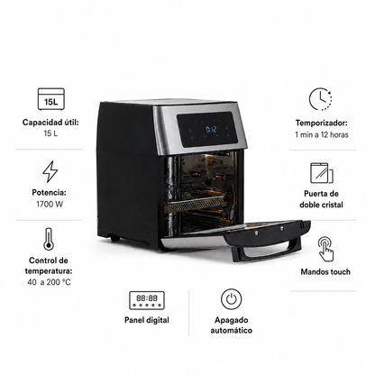 Freidora de Aire y Horno Eléctrico Aerofryer 15 litros FDV