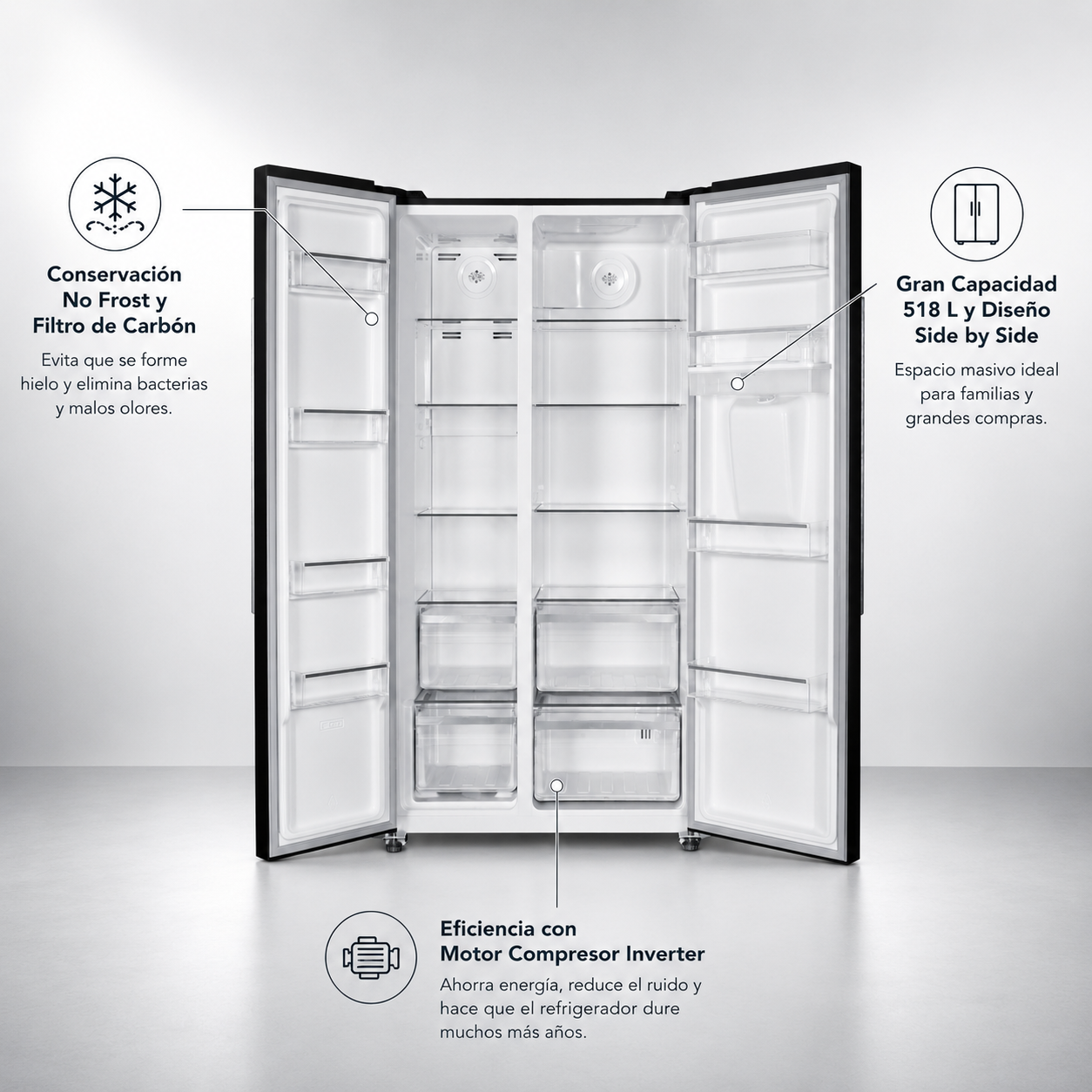 Refrigerador Side by Side Elite Black 518 Lts FDV