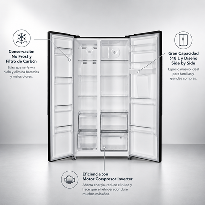 Refrigerador Side by Side Elite Black 518 Lts FDV