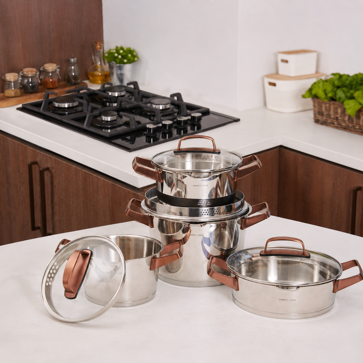 Encimera FDV Crystal 4G 60 BUT 2.0 + Bateria Simple Cook Niza cobre 8 pzs
