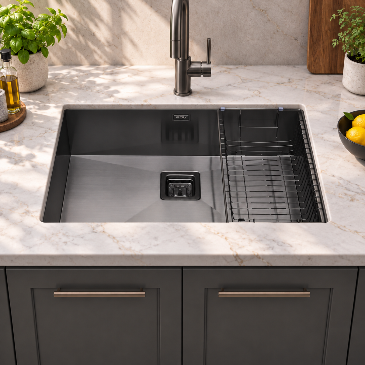 Lavaplatos Bajo Cubierta Acero Inox Big Cubus Nano Black FDV