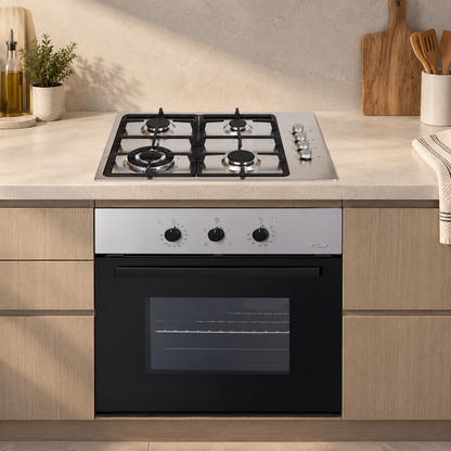 Encimera FDV Design 4T GLTX 65 NAT 2.0 + Horno Empotrado Design 60 Lts FDV