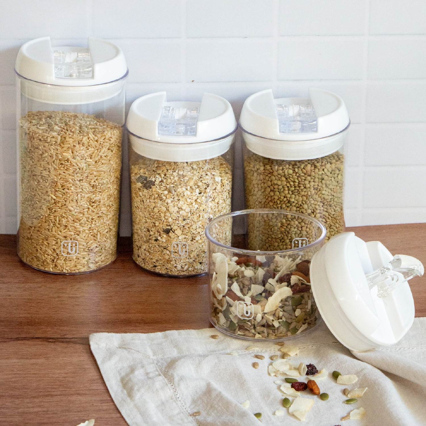 Set 8 Contenedores Alimento Herméticos Simplit3#Blanco