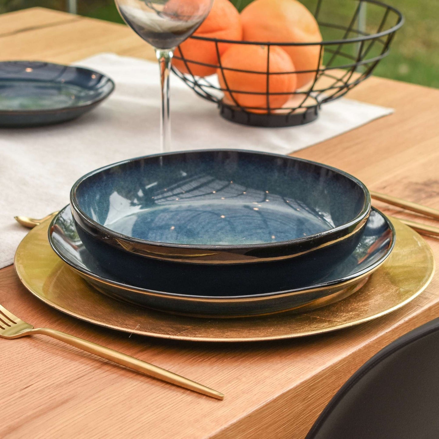 Juego de Loza 18 piezas Vajilla Cerámica Oporto Decoexpress3#Azul