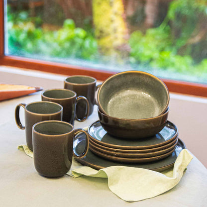 Juego de Loza Moscú 16 Pzs Vajilla Cerámica Decoexpress1#Verde