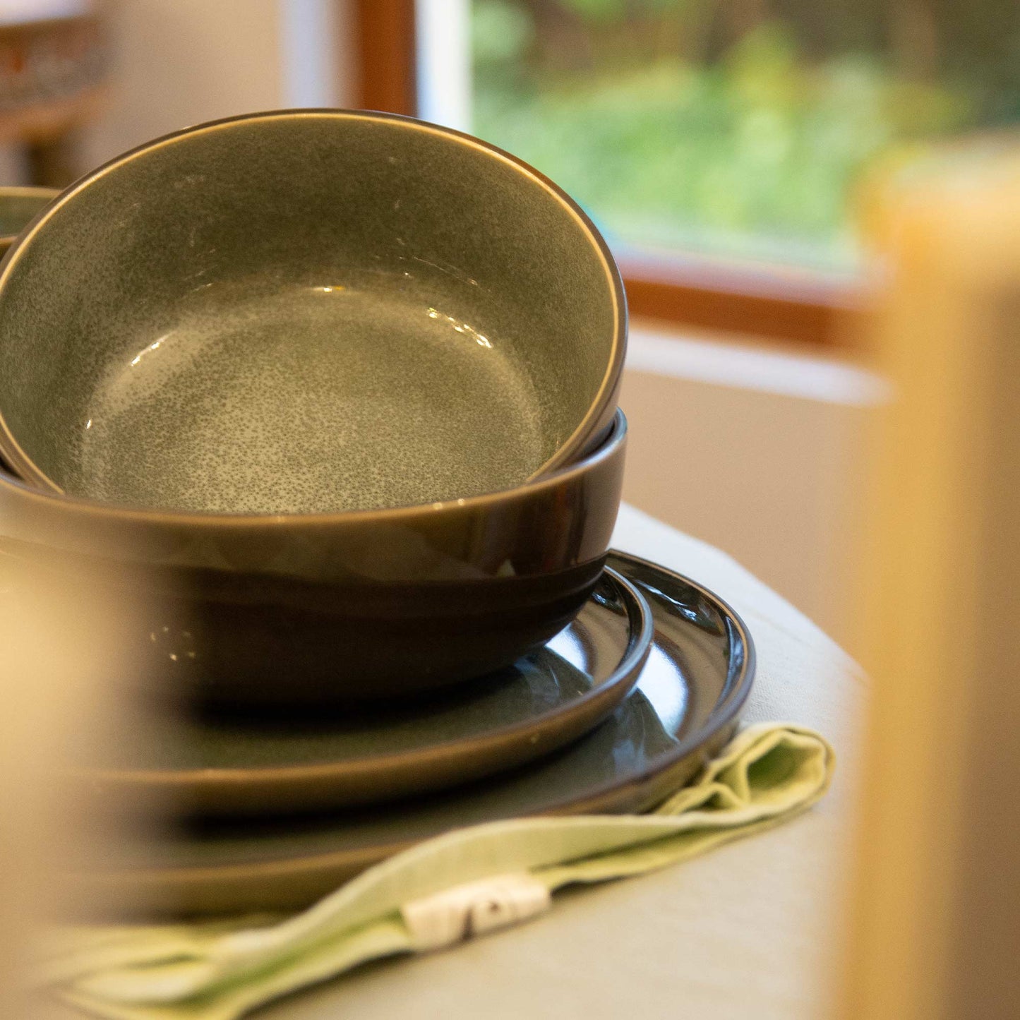 Juego de Loza Moscú 16 Pzs Vajilla Cerámica Decoexpress2#Verde