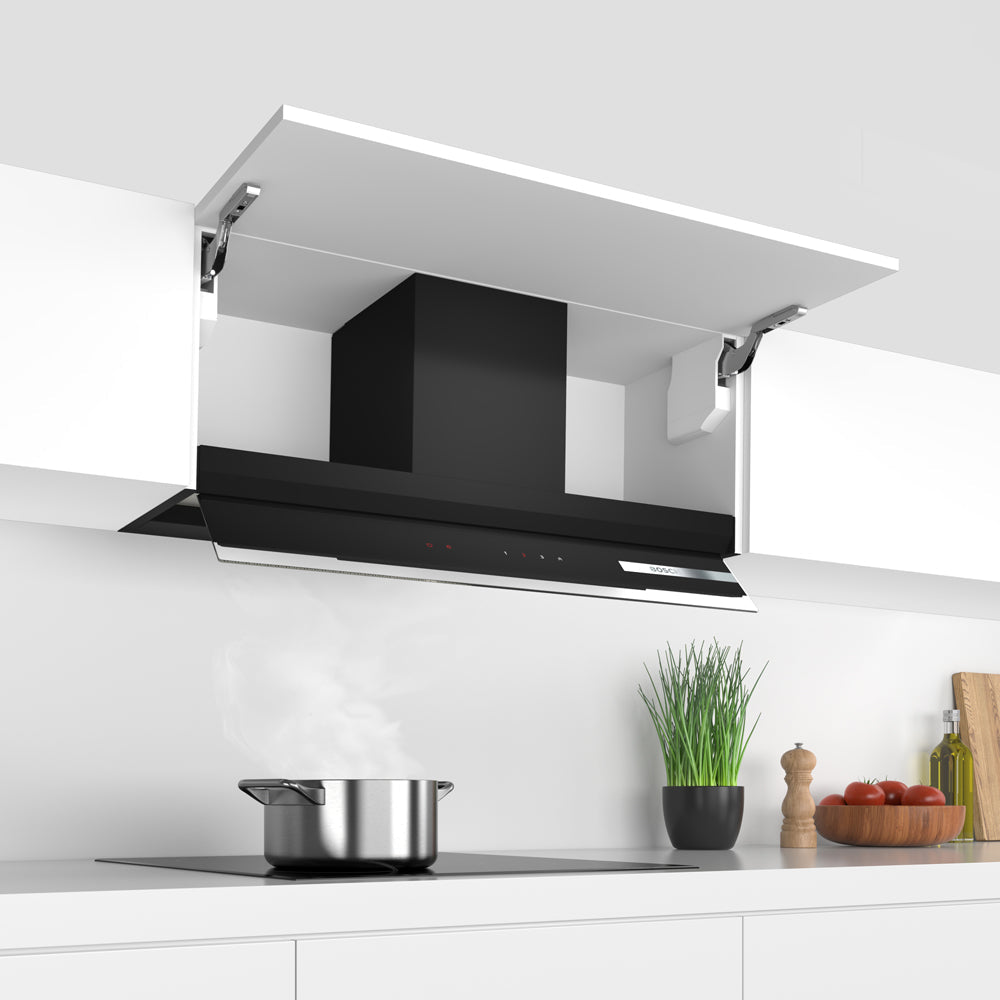 Serie 6 Campana decorativa integrada 90 cm Cristal negro6#Negro