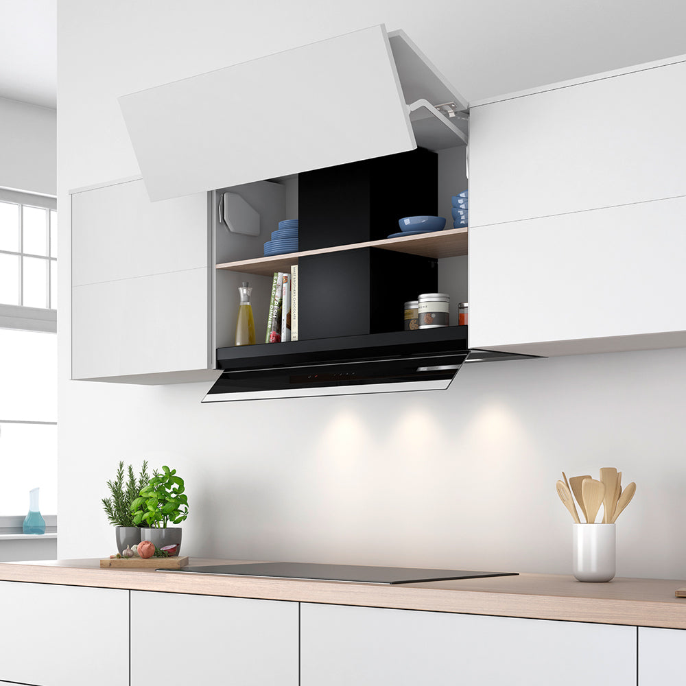 Serie 6 Campana decorativa integrada 90 cm Cristal negro1#Negro