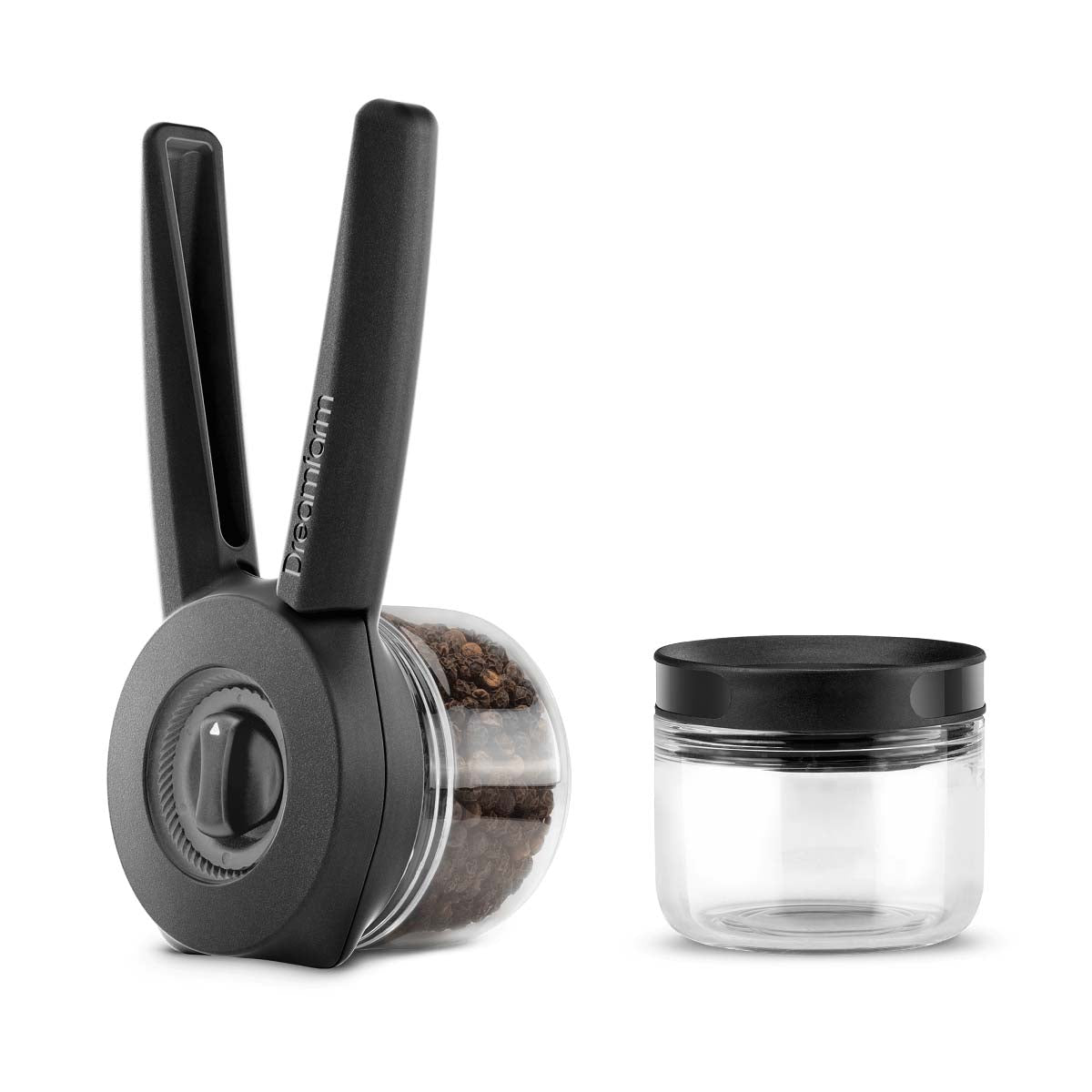 Pack de Molinillo De Especias + Recipiente De Vidrio Extra Ortwo Dreamfarm6#Negro