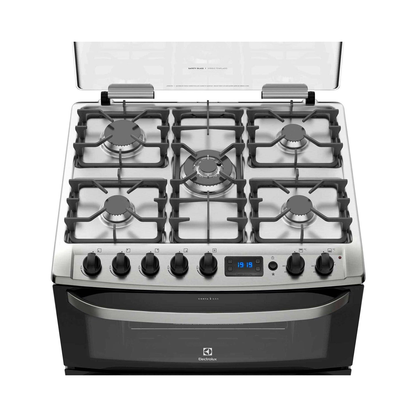 Cocina a Gas 5 Platos Doble Horno Timer Digital 76DBA Electrolux5#Negro