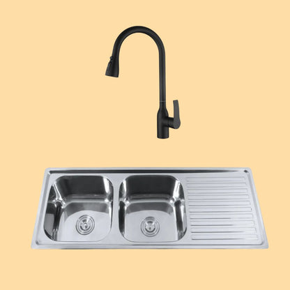 Kit Grifería Futura Black + Lavaplatos Sobre Cubierta Acero Inox Urban Duo FDV