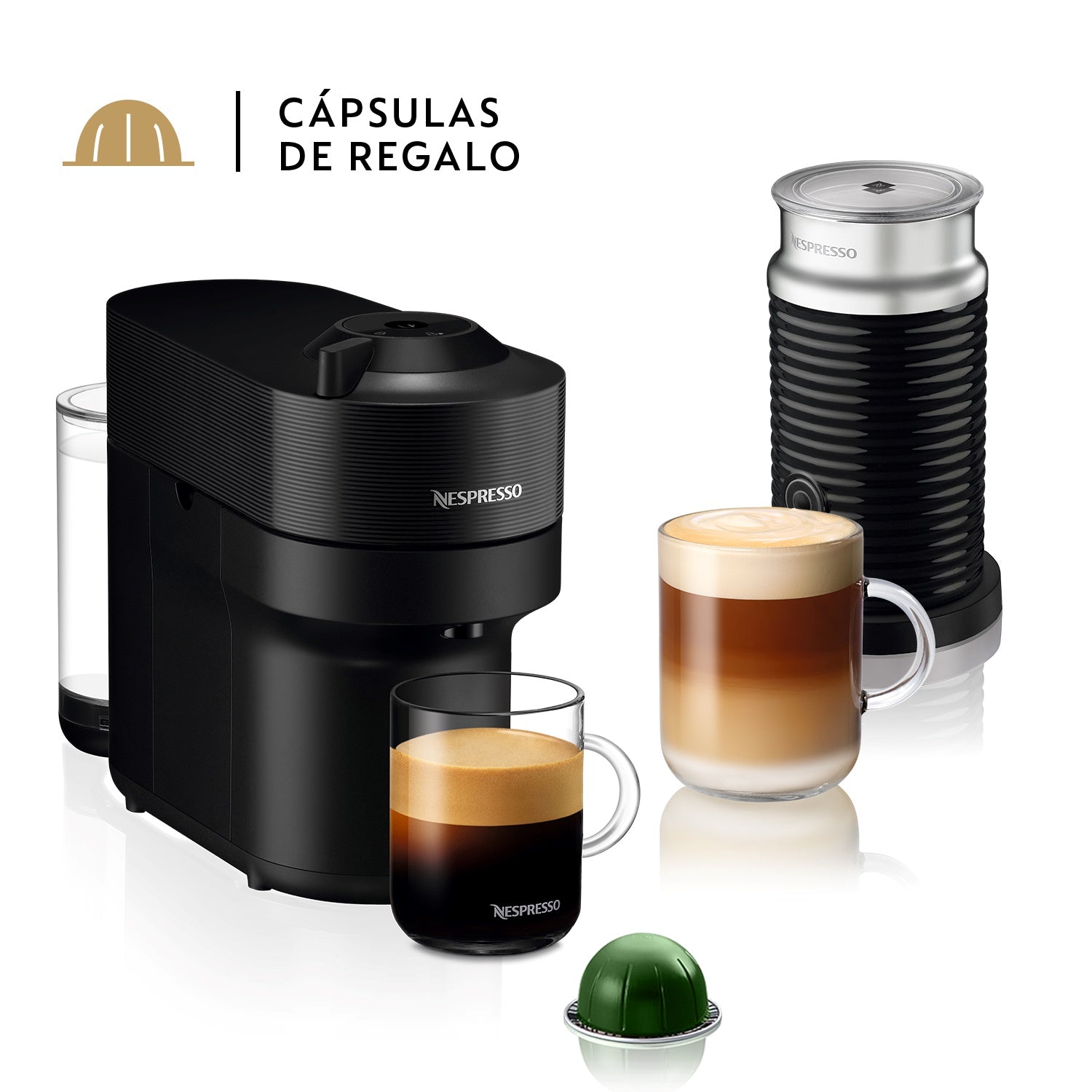 Cafetera Vertuo Pop Con Espumador Aeroccino 3 Nespresso11#Negro