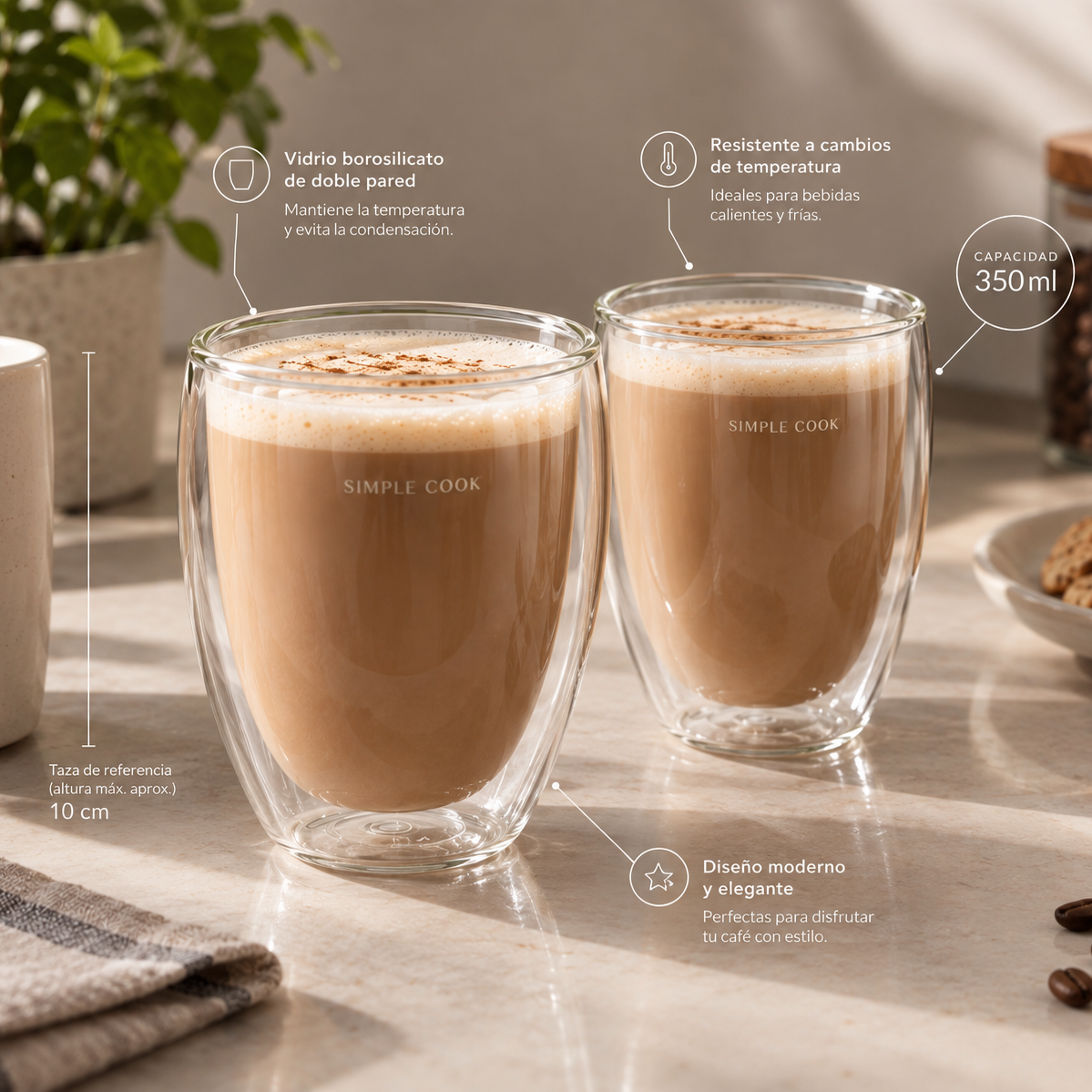 Set 2 Tazas Latte Simple Cook