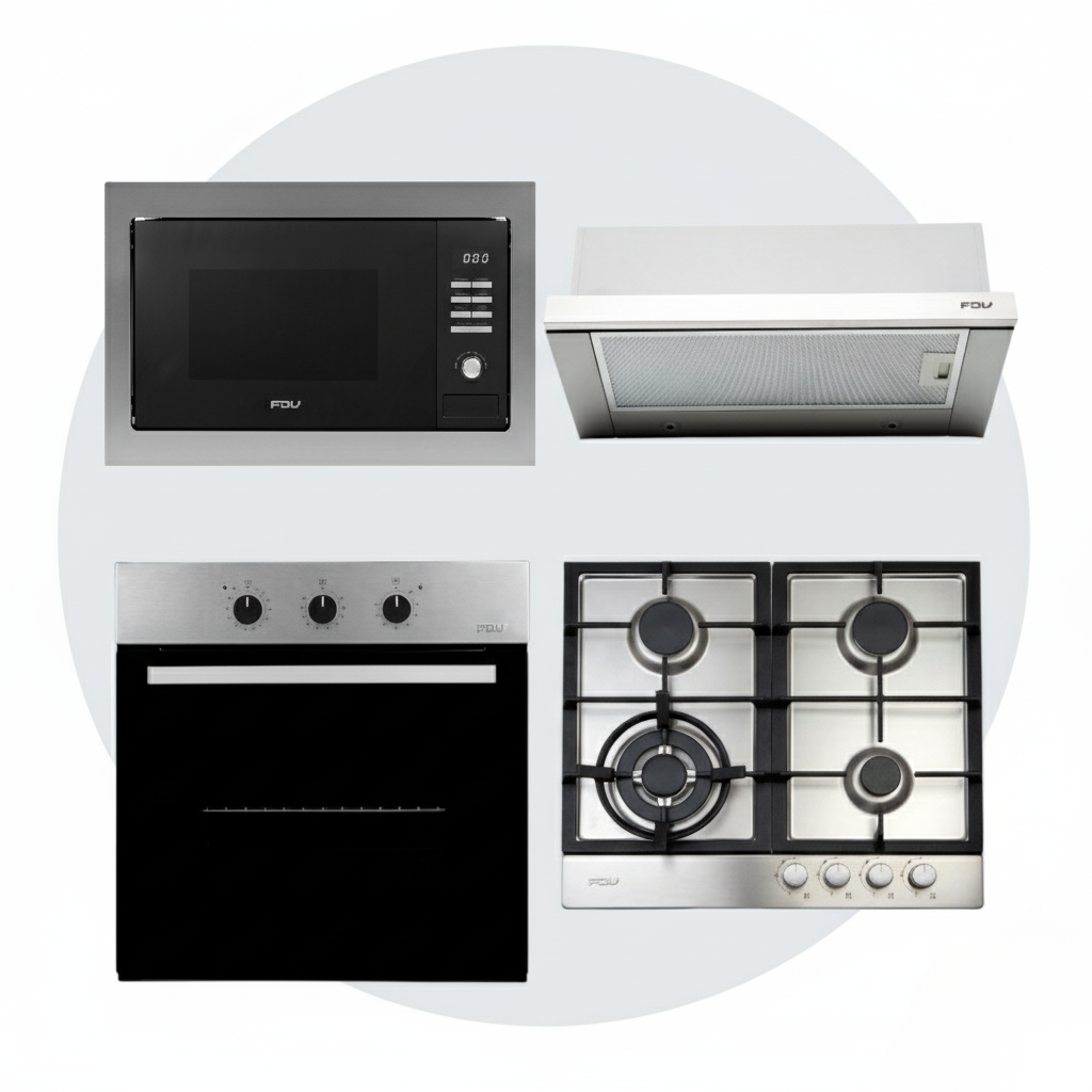 Kit Horno FDV Design + Encimera FDV Design 60 2.0 BUT + Campana FDV Urban 60 + Microondas FDV Design