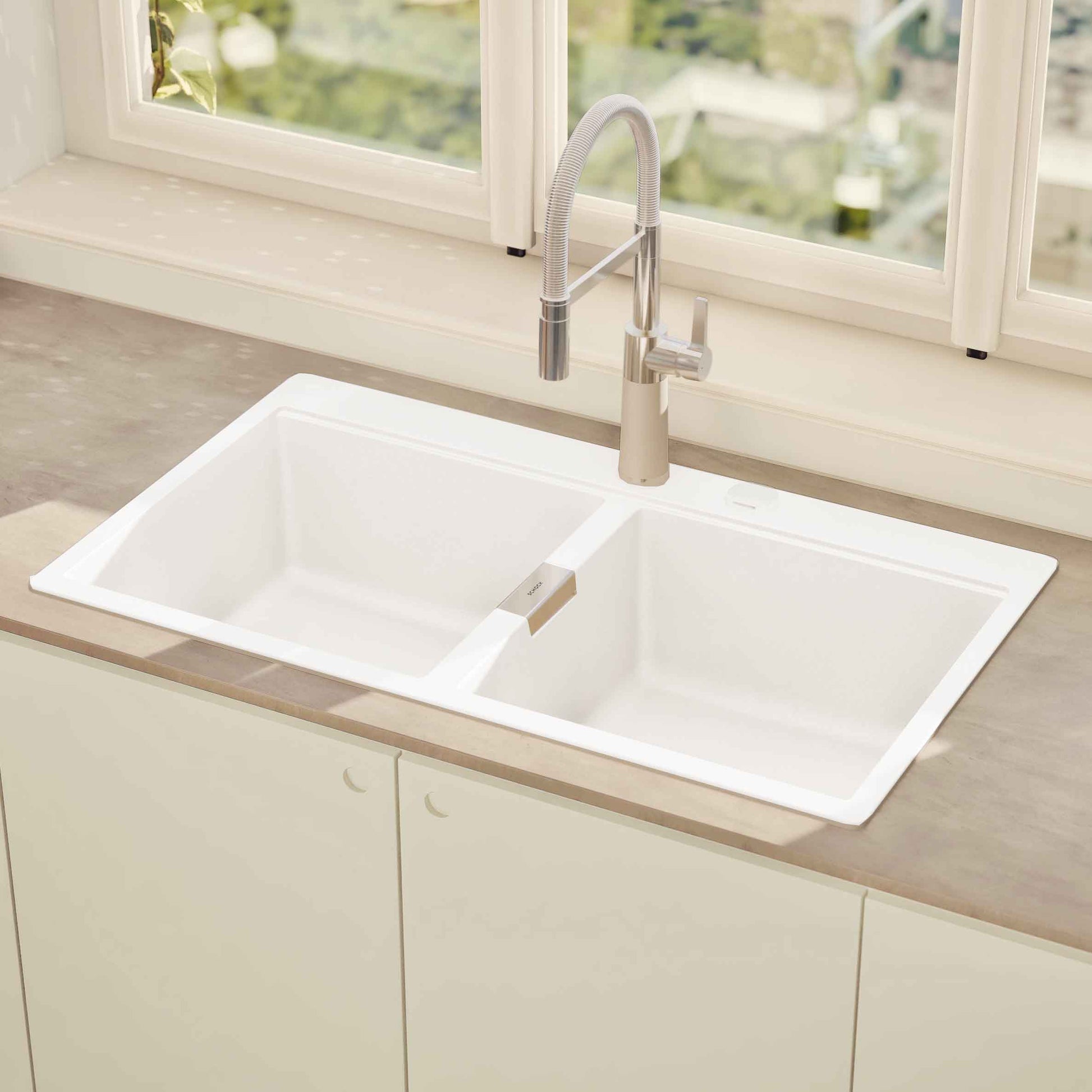 Lavaplatos Sobre Cubierta Cuarzo Horizont N 200 Schock1#Blanco