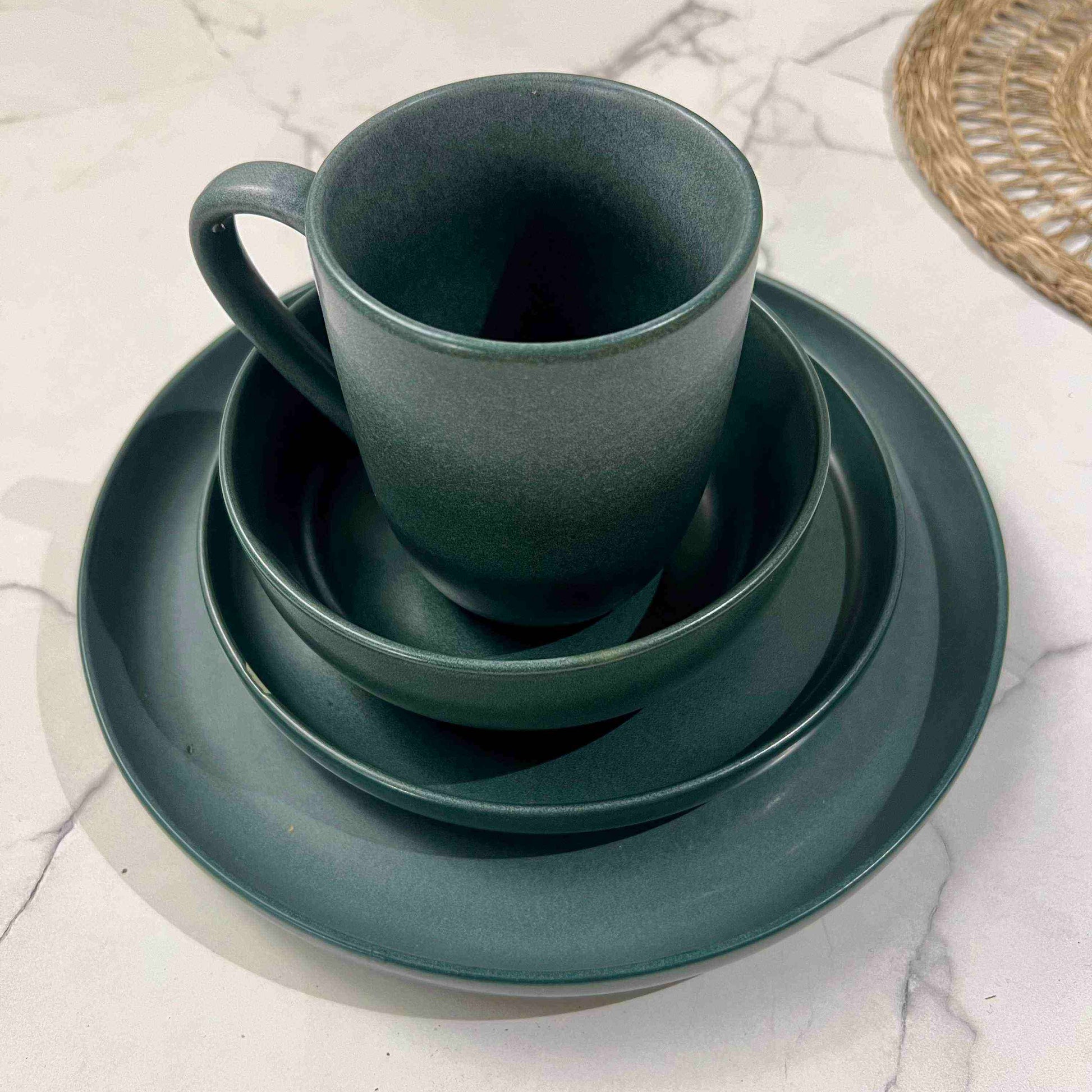 Juego de Loza Helsinki 16 Pzs Vajilla Cerámica Decoexpress3#Verde