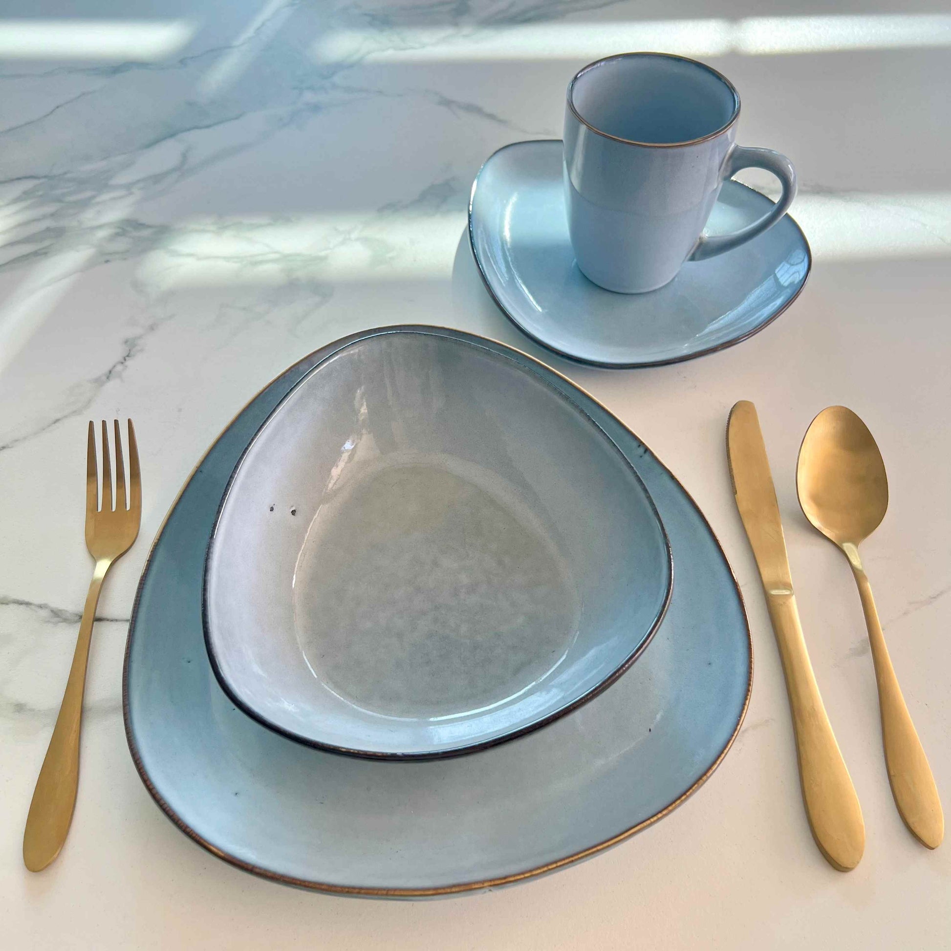 Juego de Loza Royal 16 Pzs Vajilla Cerámica Decoexpress3#Celeste