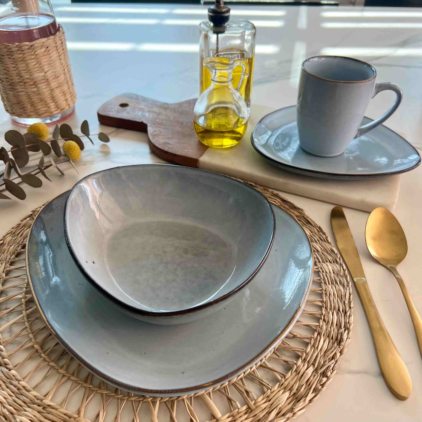 Juego de Loza Royal 16 Pzs Vajilla Cerámica Decoexpress1#Celeste