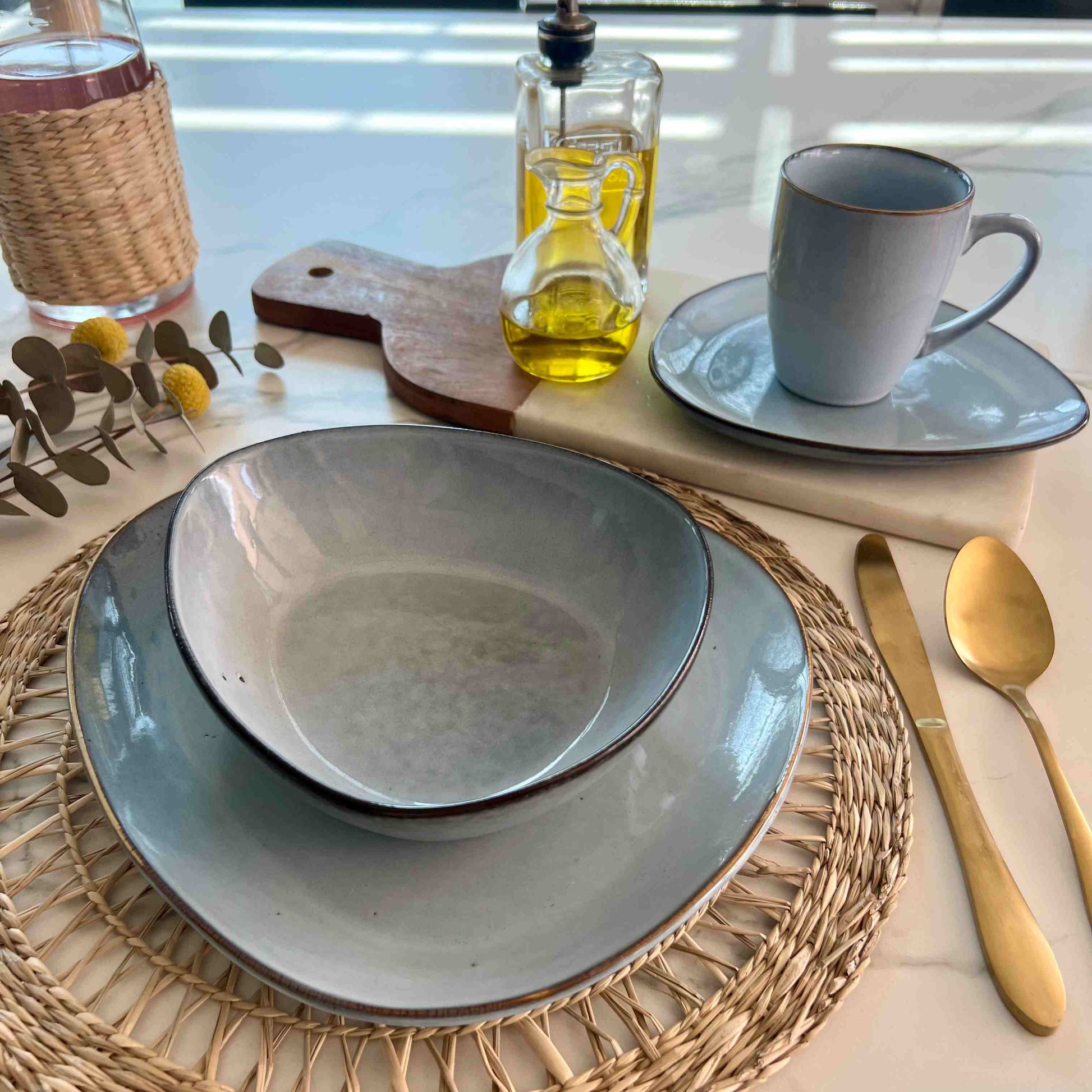 Juego de Loza Royal 16 Pzs Vajilla Cerámica Decoexpress1#Celeste