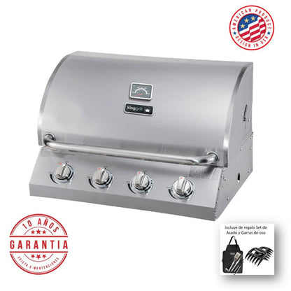 Parrilla Gas Empotrada 4 Quemadores KG-P71122-N Kinggrill1#Plata