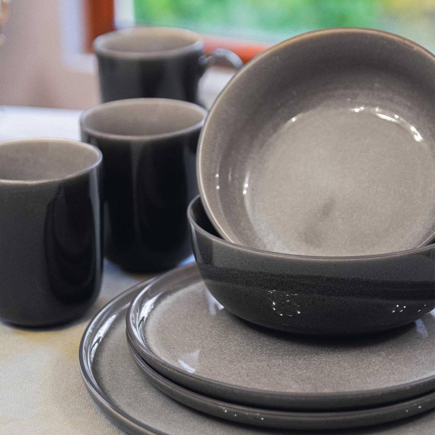 Juego de Loza Málaga 16 Pzs Vajilla Cerámica Decoexpress3#Marrón