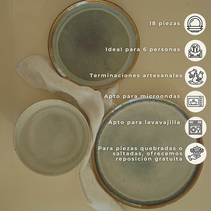 Juego de Loza 18 piezas Vajilla Cerámica Lisboa Decoexpress6#Café