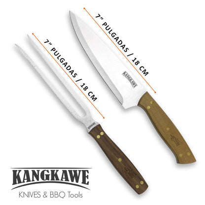 Set Tenedor + Cuchillo Parrillero Kangkawe11#Acero