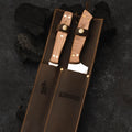 Set Tenedor + Cuchillo Parrillero F/Cuero Brown Kangkawe1#Acero