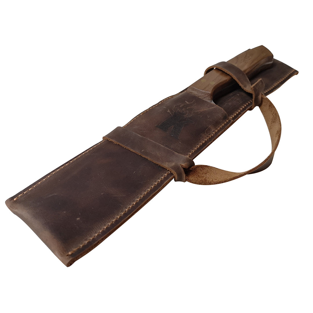 Set Tenedor + Cuchillo Parrillero Funda Cuero Kangkawe3#acero