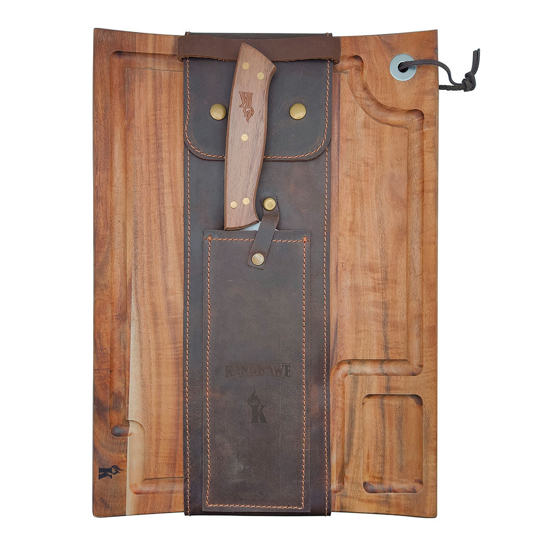Kit Estuche Tabla Madera + Cuchillo 8 Cuero Kangkawe1#Sin color