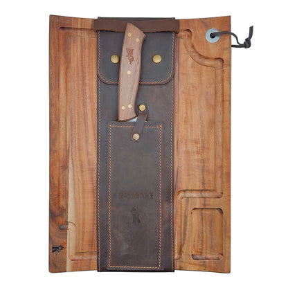 Kit Estuche Tabla Madera + Cuchillo 8 Cuero Kangkawe1#Sin color