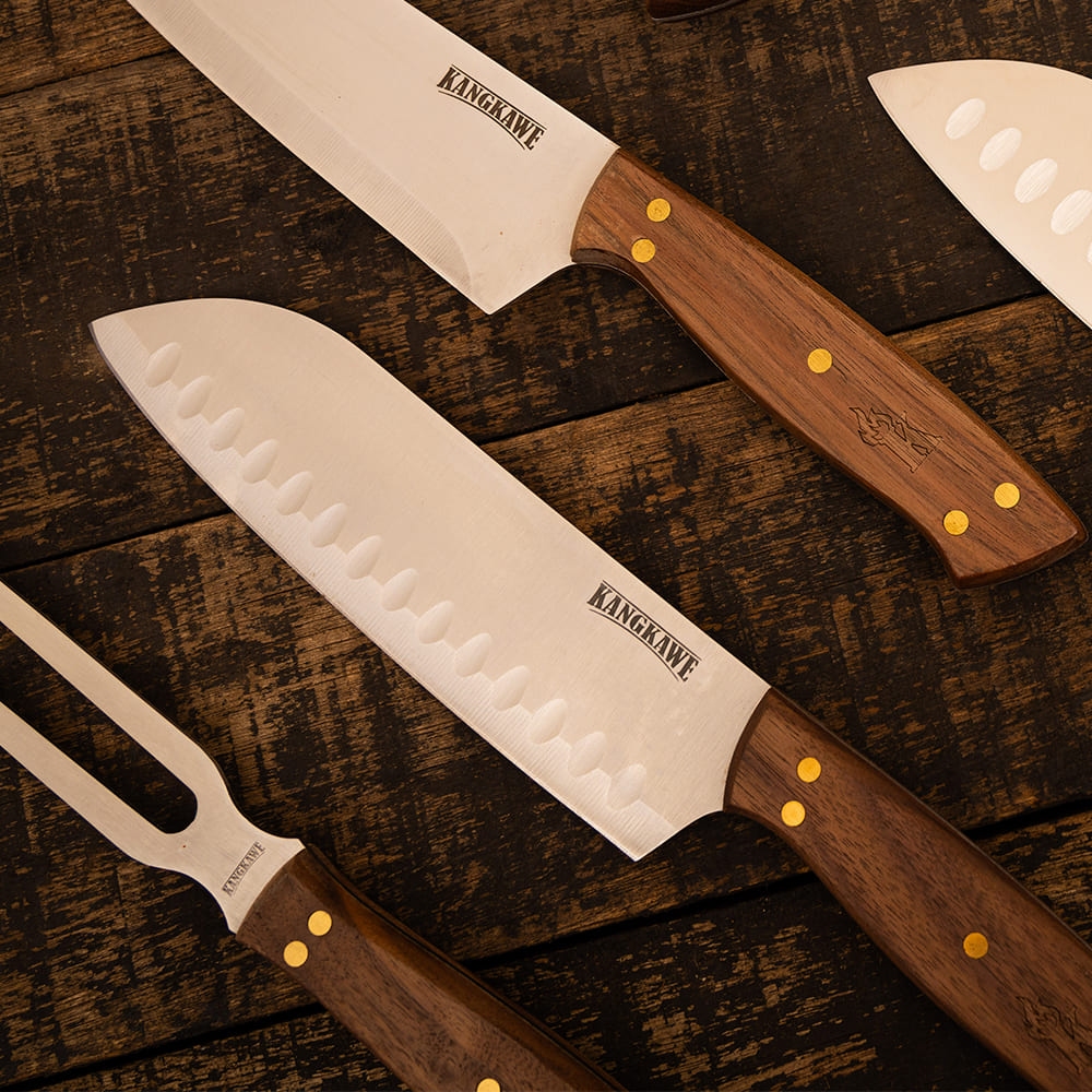 Cuchillo 7 Santoku Coñaripe + Funda Kangkawe3#acero