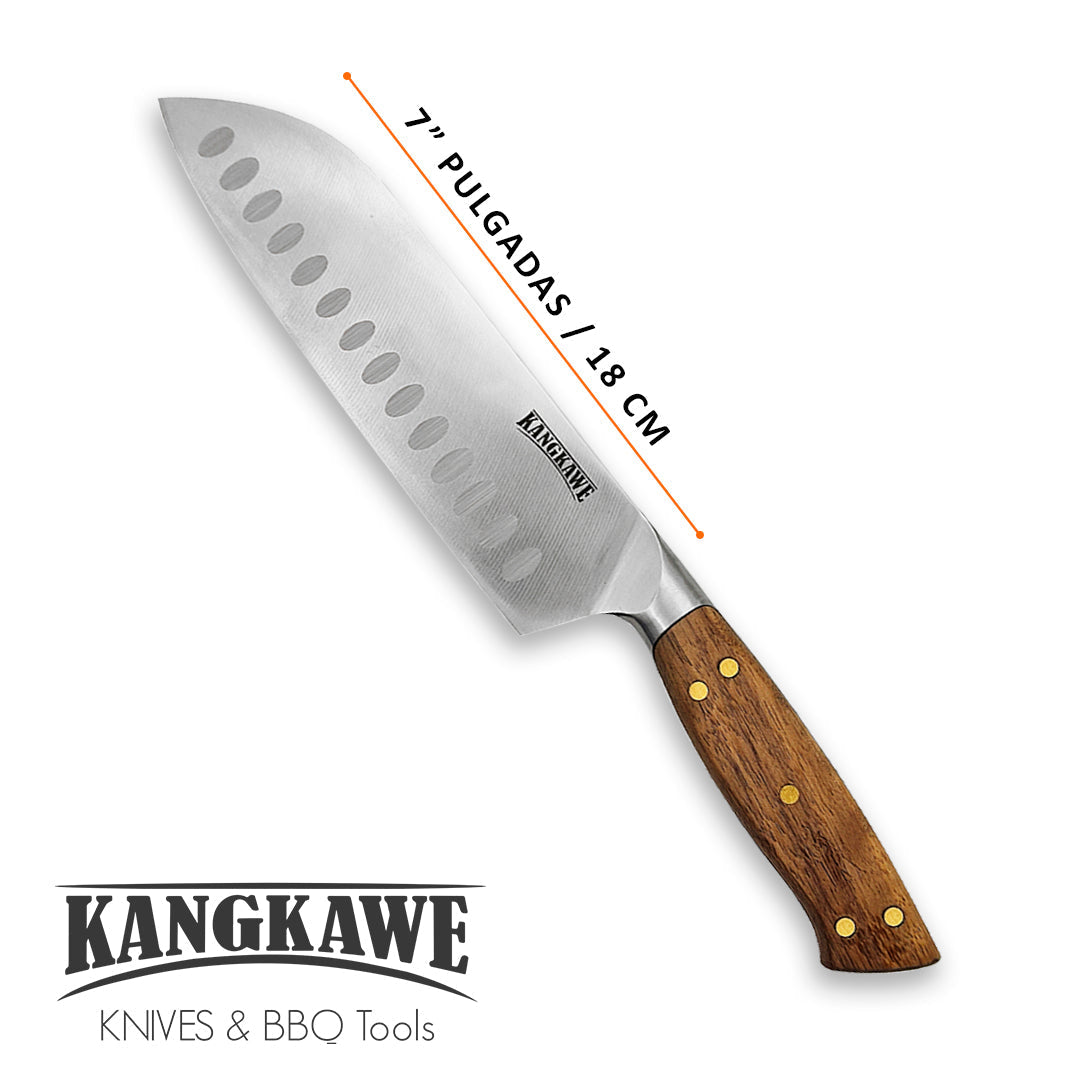 Cuchillo 7 Pulgadas Santoku Pirihueico Kangkawe4#Acero