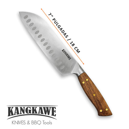 Cuchillo 7 Pulgadas Santoku Pirihueico Kangkawe4#Acero
