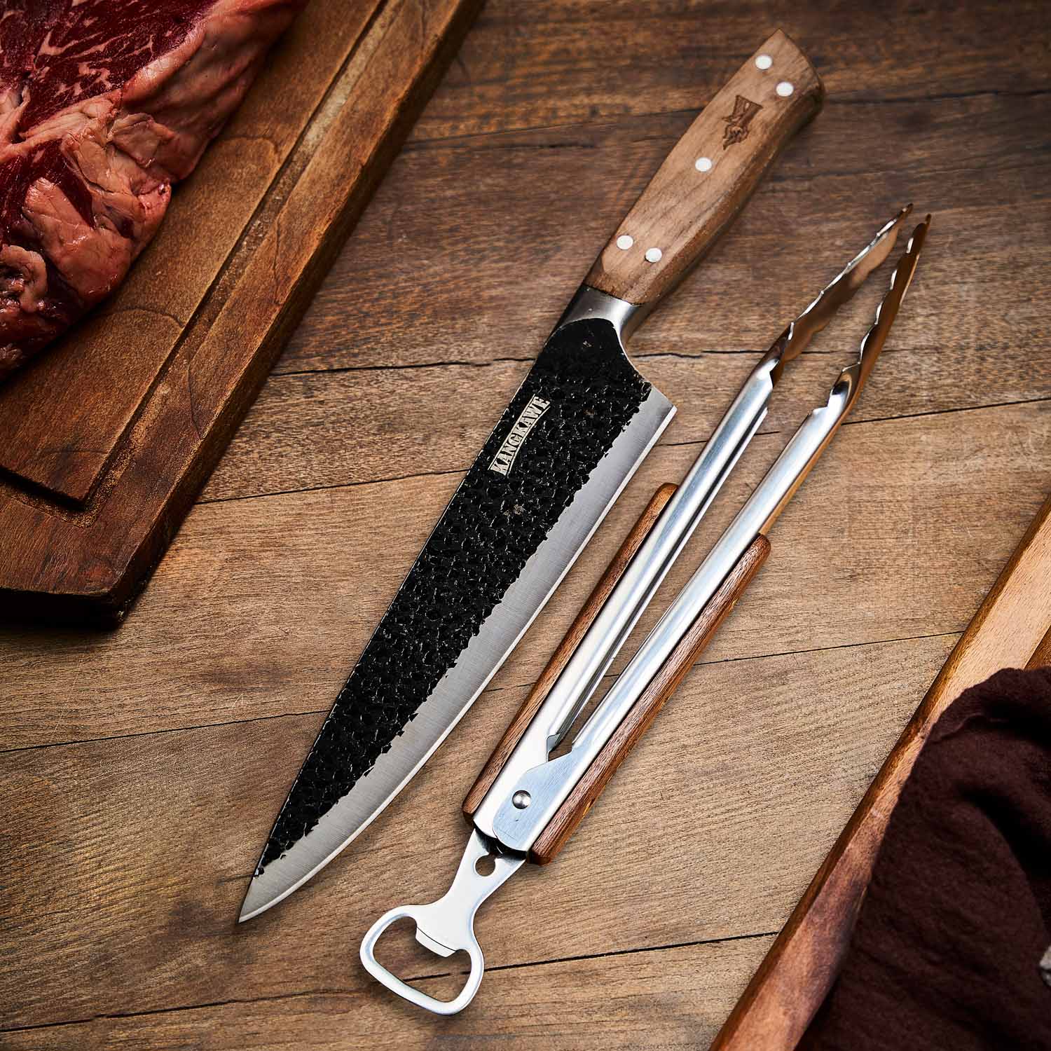 Set Parrillero Cuchillo Curacavi + Tenaza 10 Edición Limitada Kangkawe1#acero